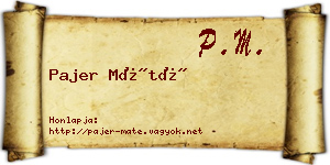 Pajer Máté névjegykártya