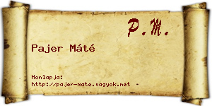 Pajer Máté névjegykártya